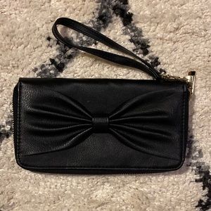 Black Faux Leather Wristlet